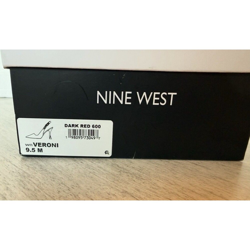 Nine West Veroni Slingback Pumps Dark Red Suede Pointed Toe Women's 9.5M - Picture 10 of 11